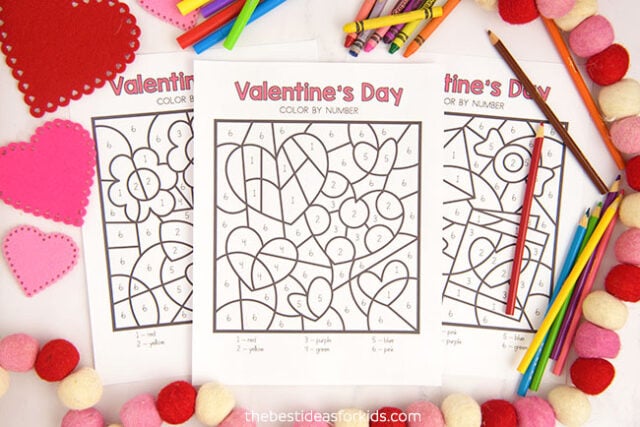 Free Printable Valentines Day Color by Number