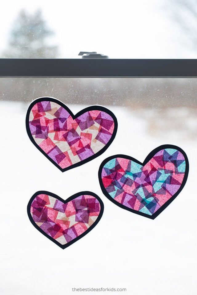 Easy Heart Craft Suncatcher With No Contact Paper