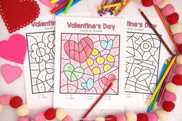 Valentine Color by Number for Kids