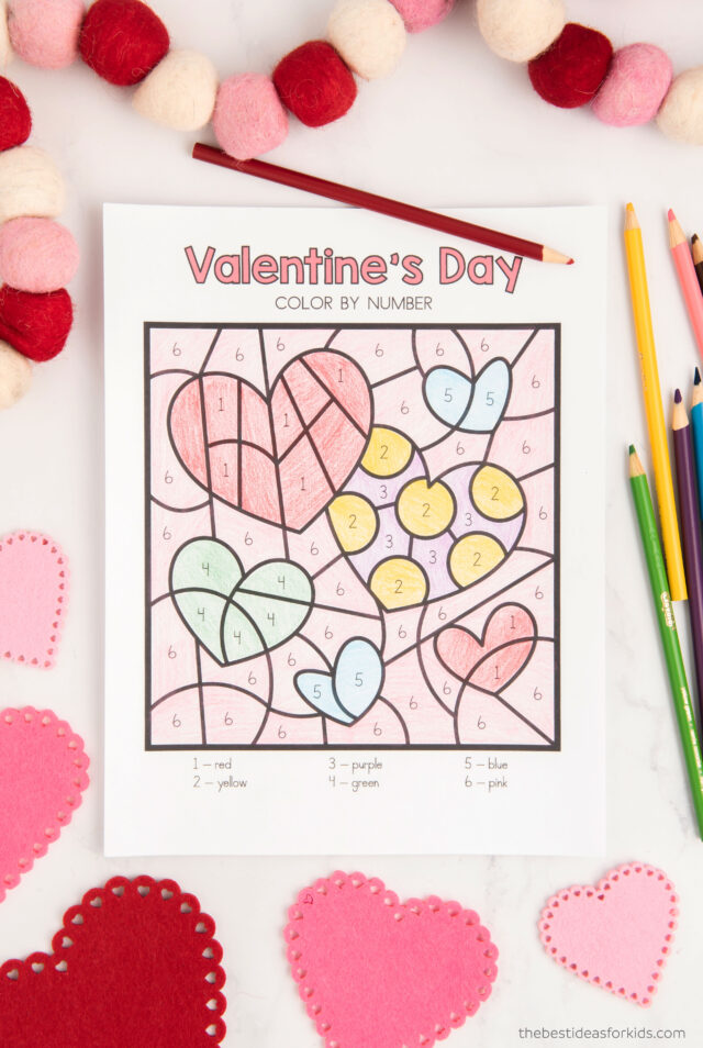 Valentines Color by Number Printable