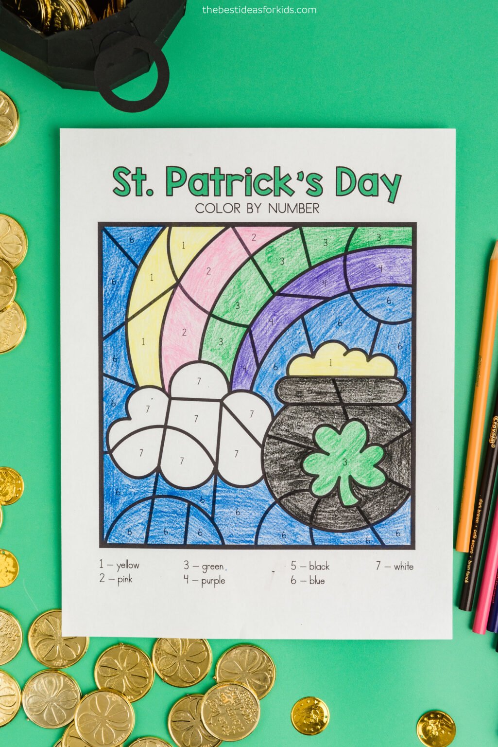 multiplication color by number st patricks day dads worksheets