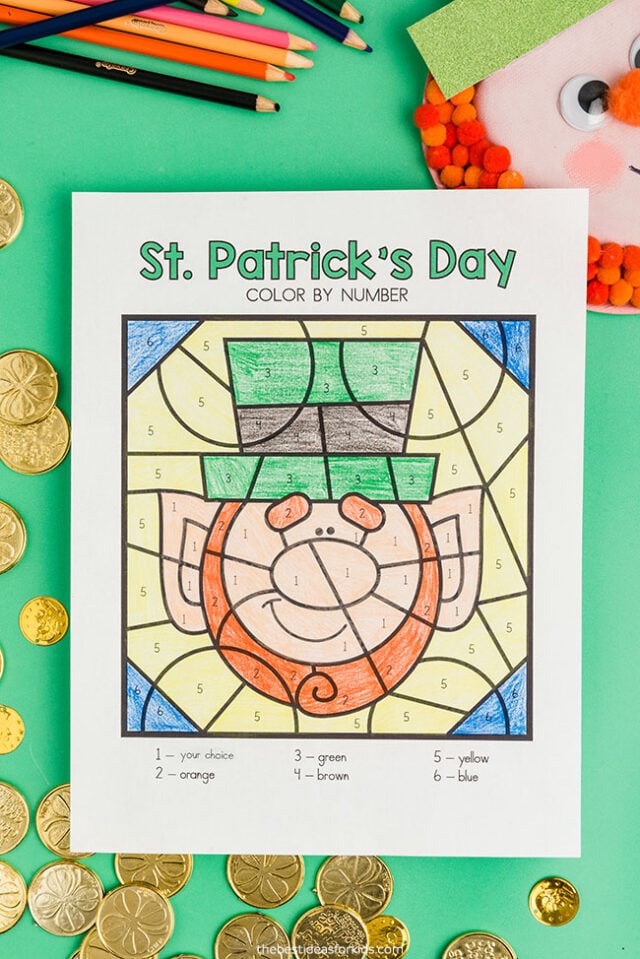 Leprechaun Color by Number Printable