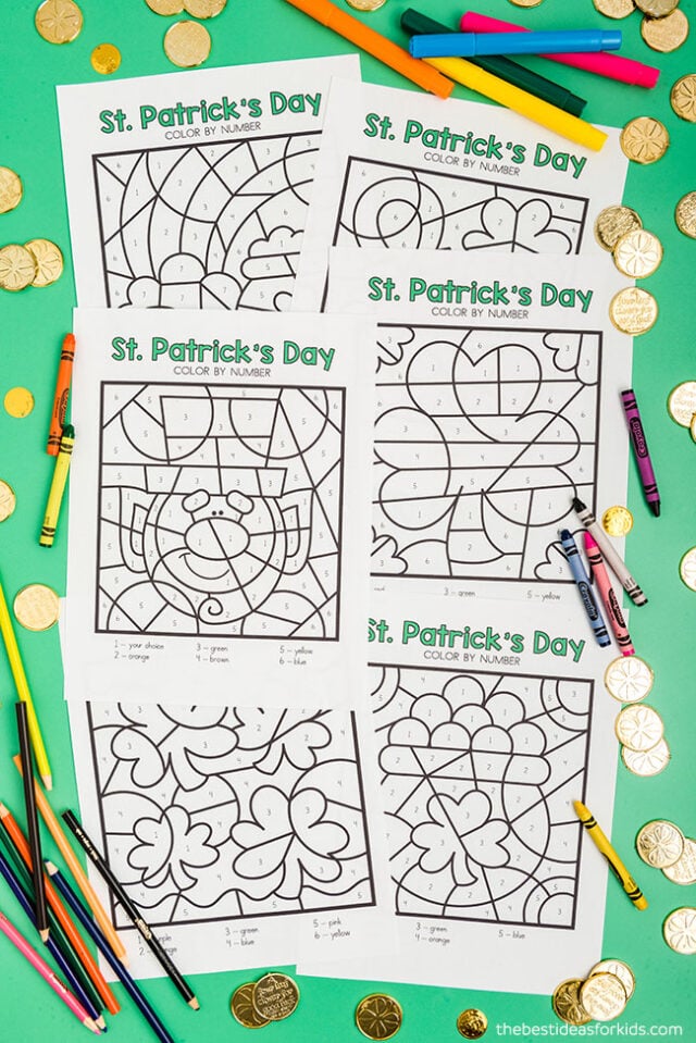 St Patrick's Day Color by Number Printables