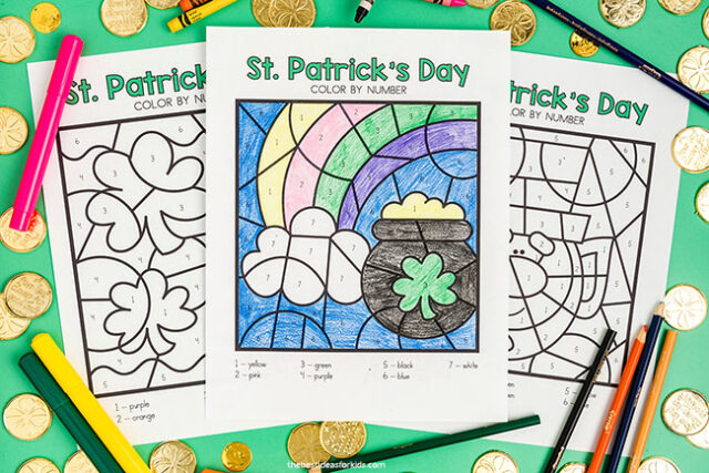 St Patrick's Day Rainbow Color by Number