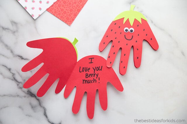 Valentine's Day Handprint Art, I Love You Berry Much, DIY