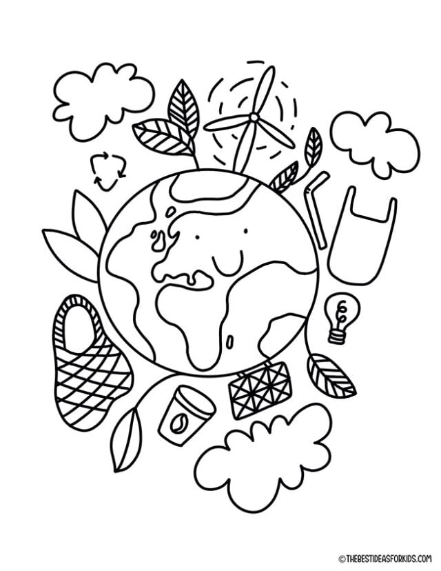 Earth Day Coloring Page for Kids