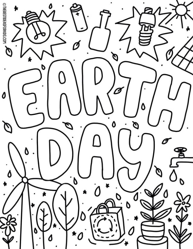 Earth Day Letters Coloring Page for Kids