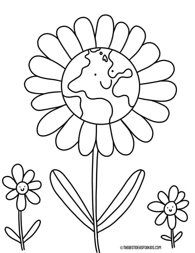 Flower Earth Coloring Page