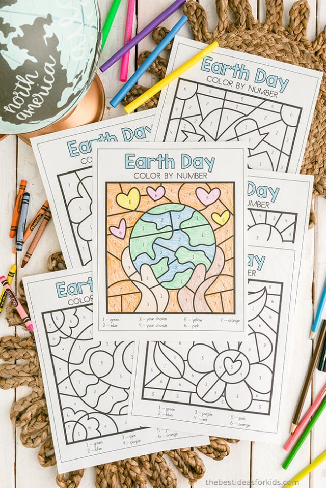 Free Printable Color by Number Pages for Earth Day