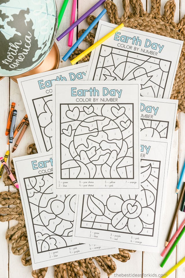 Free Printable Earth Day Color by Number Pages