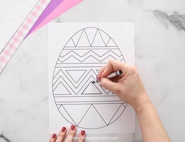 Outline Easter Egg Template with Crayon
