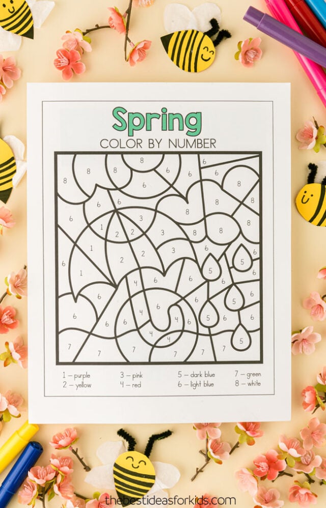 color by number spring pages