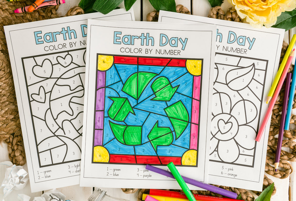 Earth Day Color-by-Number Pages - Katie Roltgen Teaching