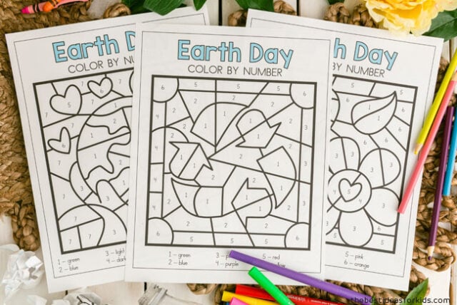 earth day color by number for kids