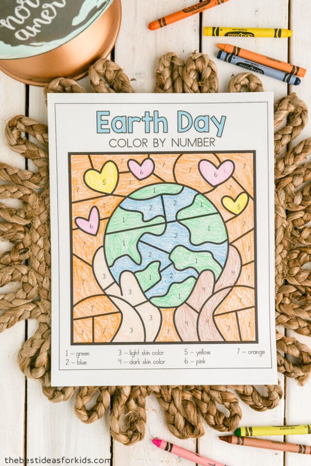 earth day color by number pages