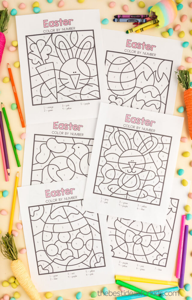 easter color by number printable pages