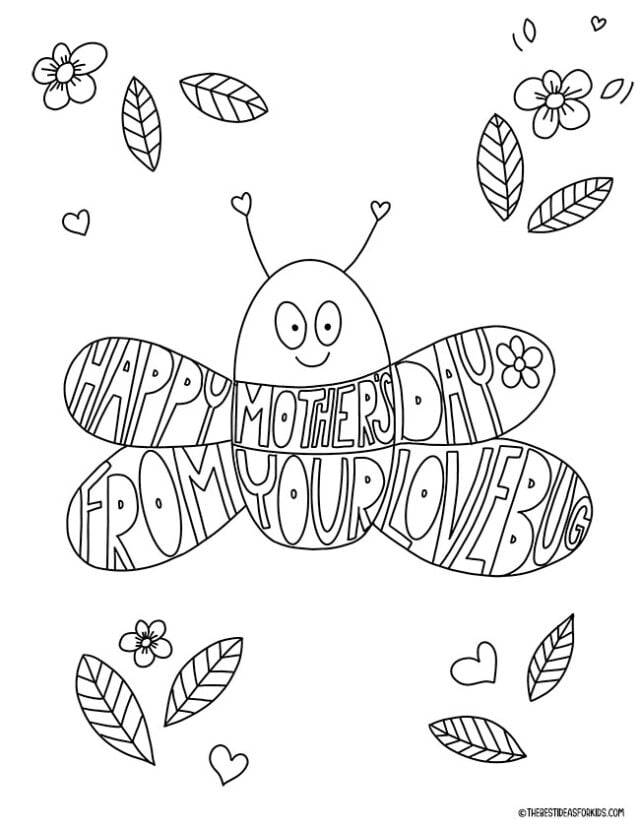 Butterfly Love Bug Coloring Page