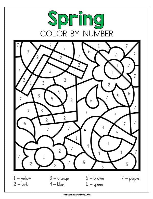 color by number spring sheet