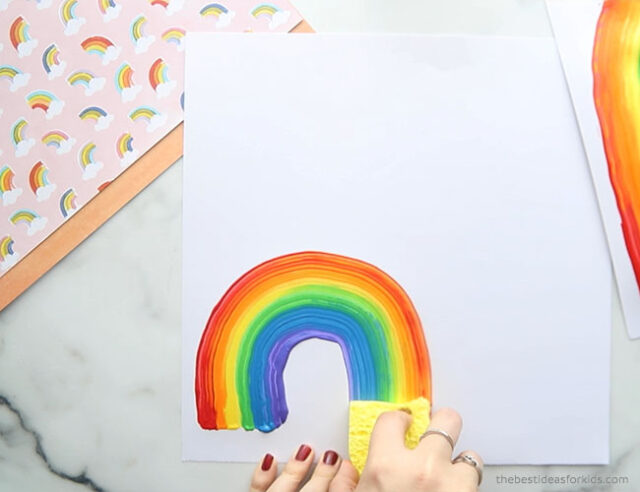 Rainbow Sponge Painting on the Easel