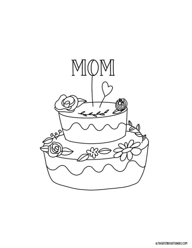 Mom Cake Coloring Page