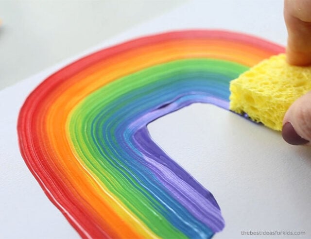 Rainbow Sponge Painting for Kids