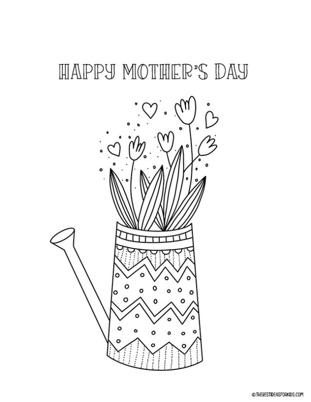 Watering Can of Flowers Coloring Page