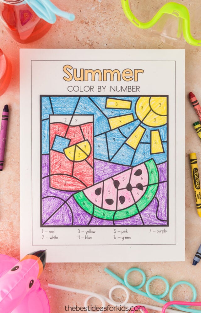 free color by number summer