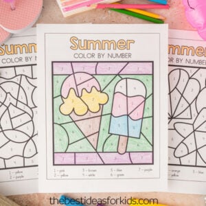 free summer color by number printables for kids