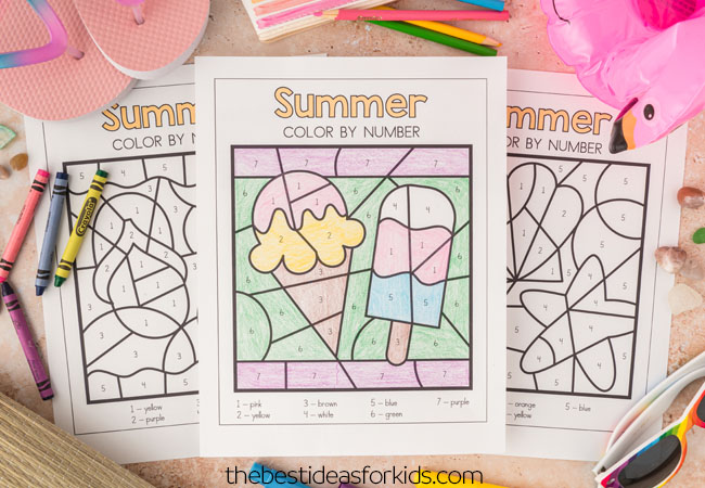 6 Summer Color By Number - Nature Inspired Learning