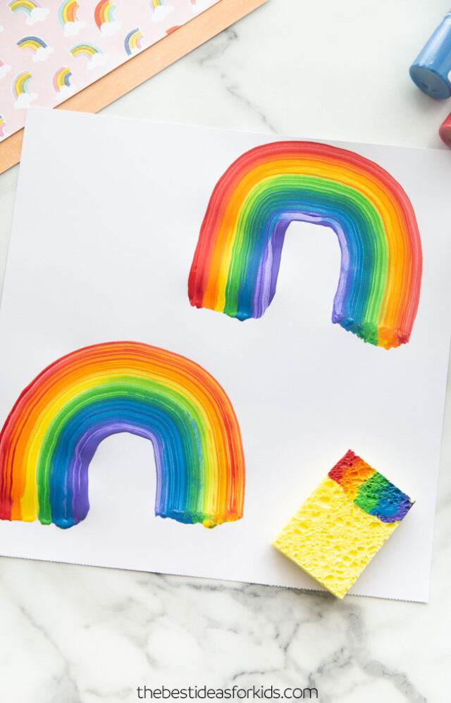rainbow sponge crafts for kids