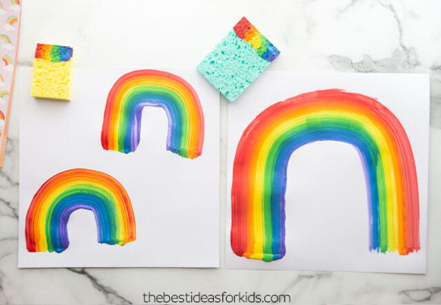 sponge rainbow craft for kids