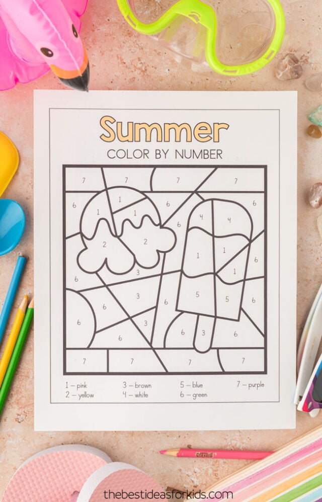 summer color by number worksheets