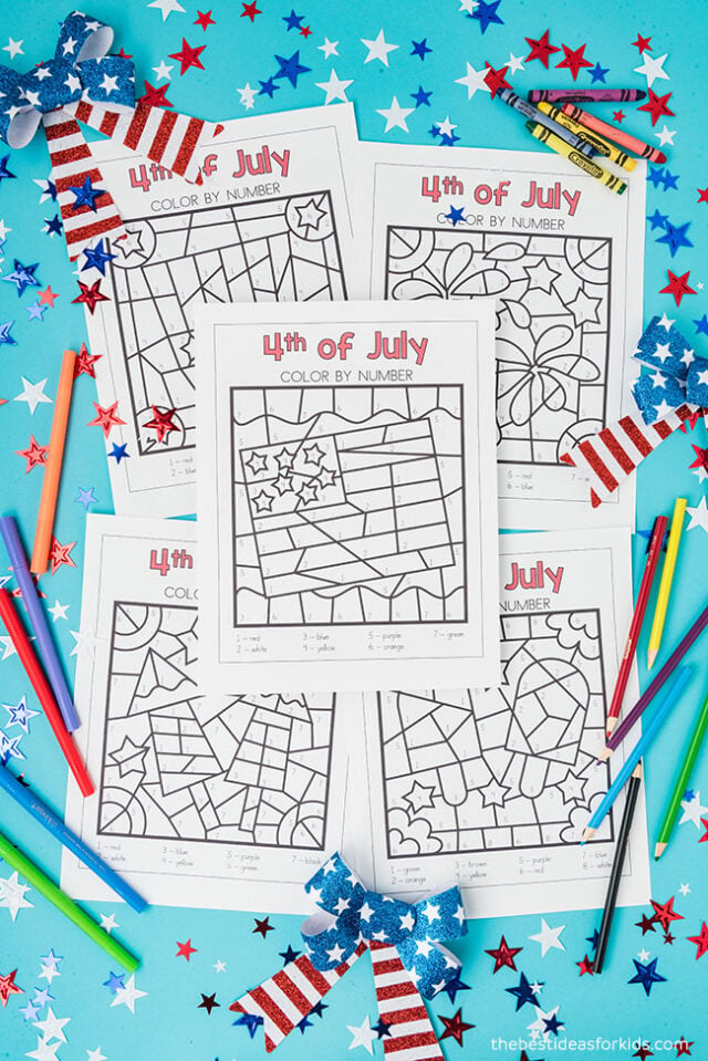 4th of July Color by Number Free Printables