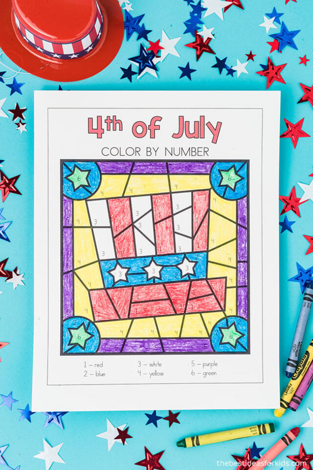 4th of July Printable Color by Number