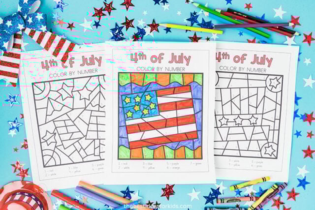 4th of July free printable color by number