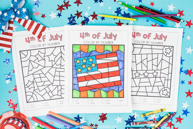 4th of July free printable color by number