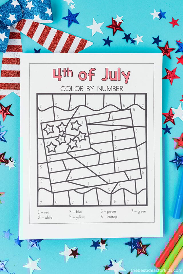 4th of July Color By Number (Free Printables) The Best Ideas for Kids