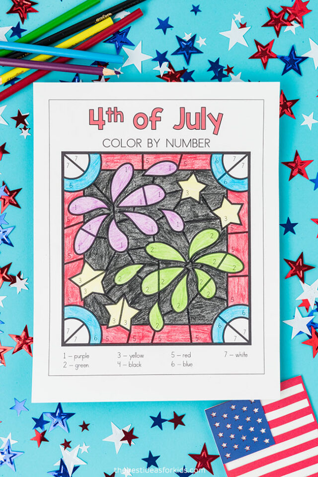 Fireworks Color by Number Page