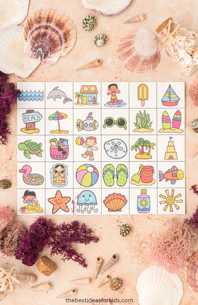 free printable beach bingo