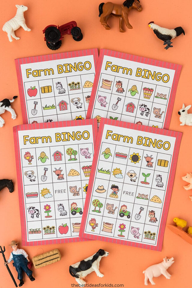 printable free farm bingo for kids