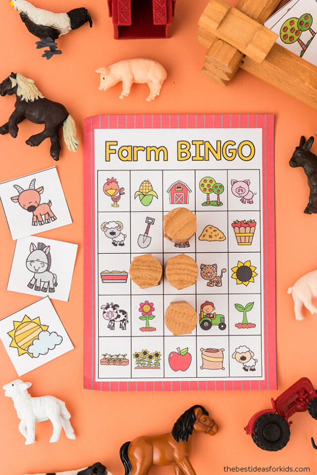 printable kids farm bingo