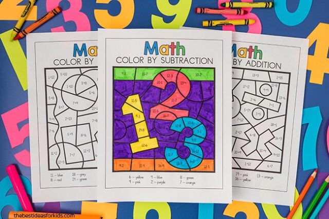 Color by Number Math Worksheets