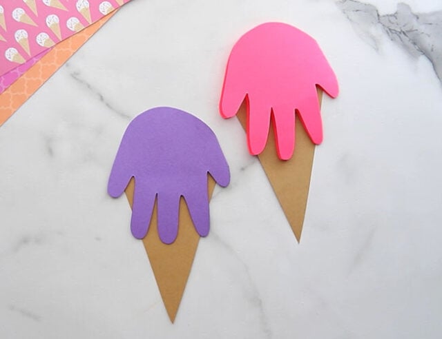 Glue Handprints to Ice Cream Cones