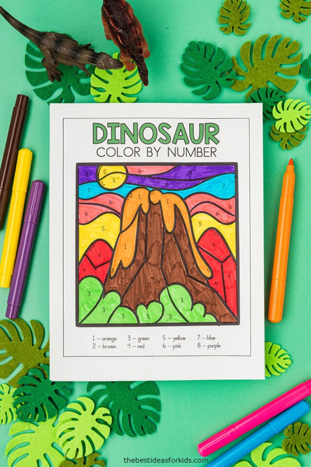 dinosaur color by number for kids copy