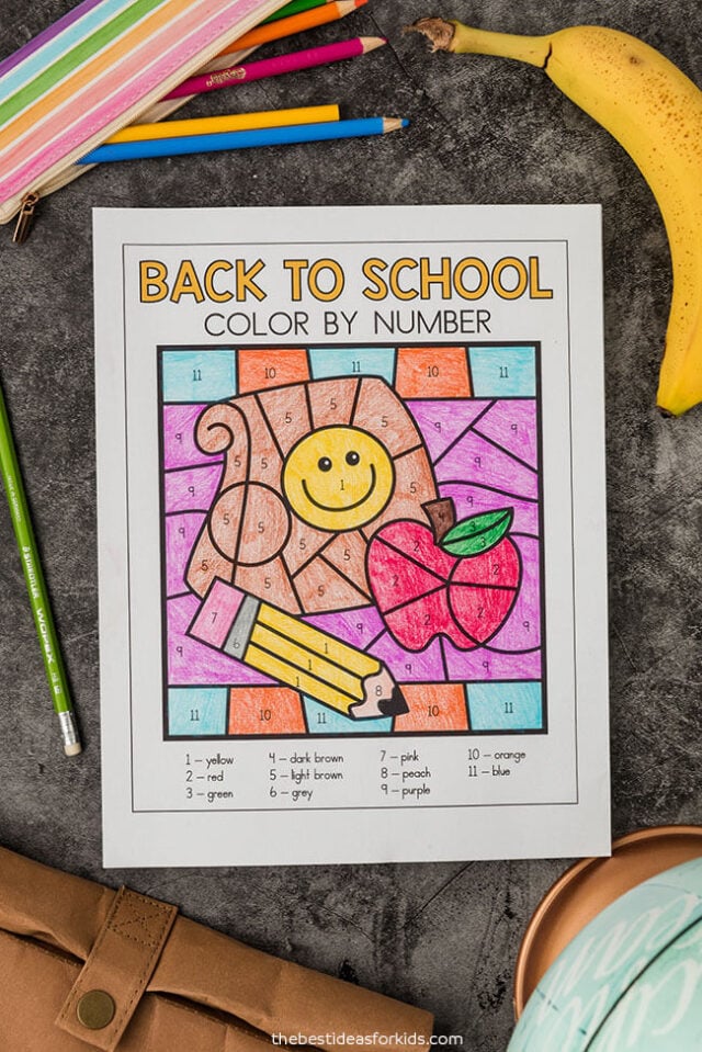 free back to school color by number printables