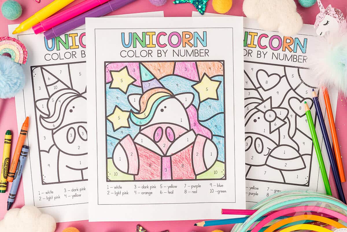 Unicorn Color By Number [Numbers 1-9] Coloring Pages