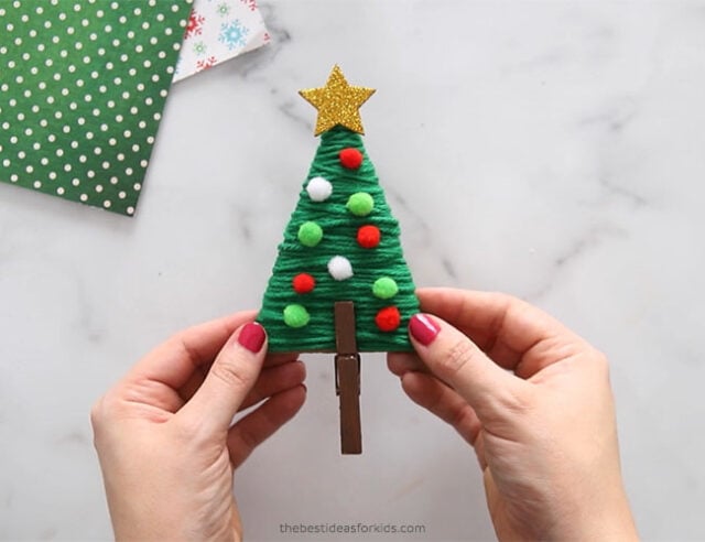 Yarn Wrapped Christmas Tree Craft - Buggy and Buddy