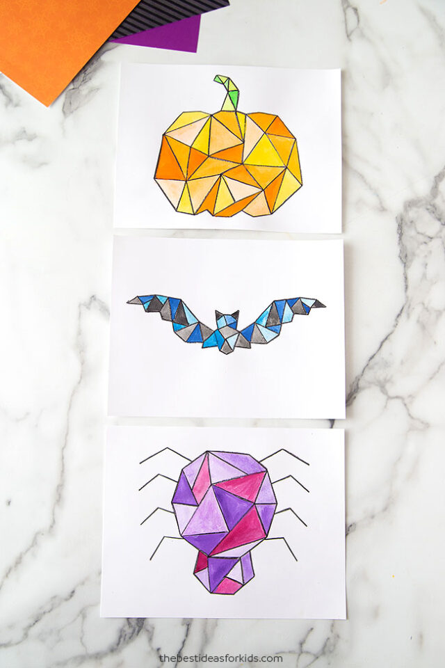 Geometric Watercolor Halloween Paintings