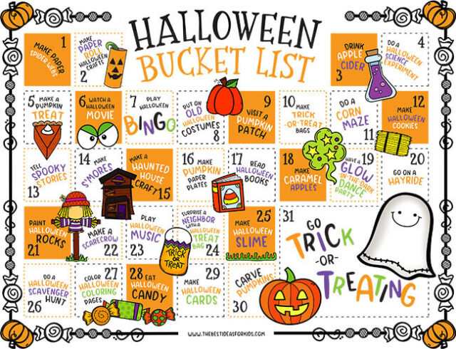 Halloween Calendar Bucket List