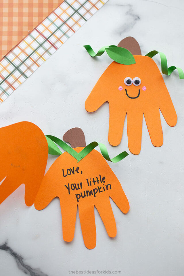 Handprint pumpkin on sale